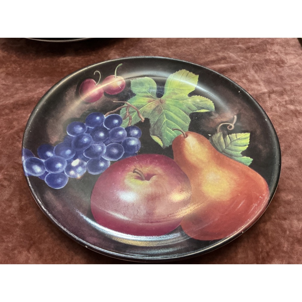 Furio Home Indonesia Fruit Motif Dinner Plates Set of 6 Apple Pear Grape Cherry - Picture 6 of 10